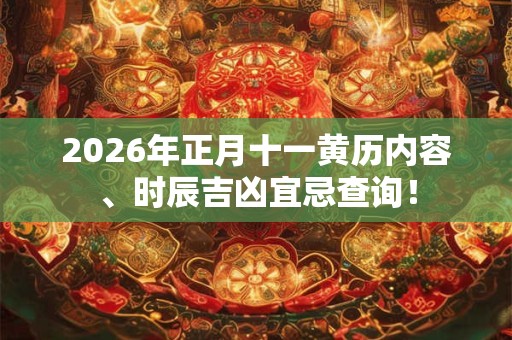 2026年正月十一黄历内容、时辰吉凶宜忌查询！