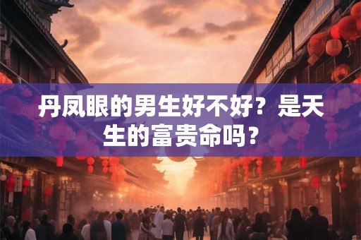 丹凤眼的男生好不好？是天生的富贵命吗？