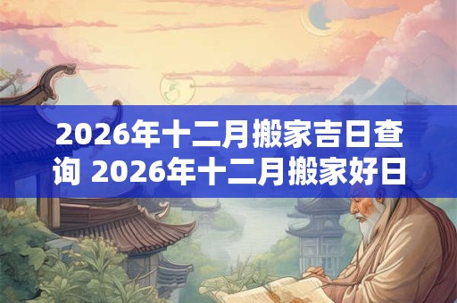 2026年十二月搬家吉日查询 2026年十二月搬家好日子有哪些