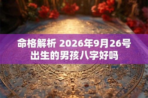 命格解析 2026年9月26号出生的男孩八字好吗
