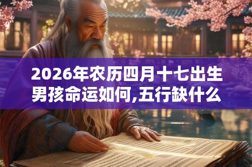 2026年农历四月十七出生男孩命运如何,五行缺什么？