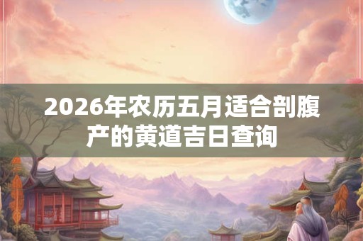 2026年农历五月适合剖腹产的黄道吉日查询