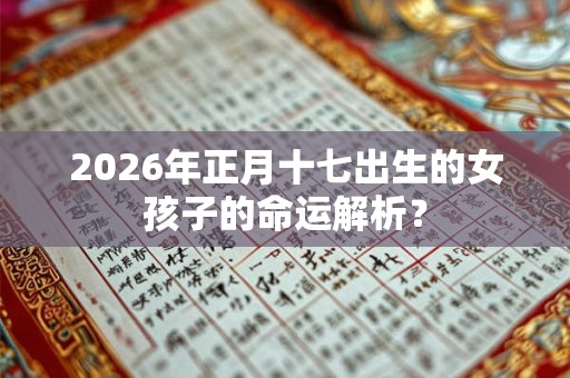 2026年正月十七出生的女孩子的命运解析? 2026年正月十七出生的女孩子的命运解析?
