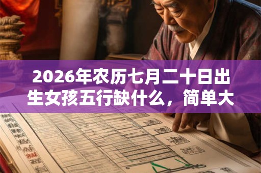 2026年农历七月二十日出生女孩五行缺什么，简单大方洋气的名字