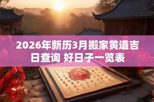 2026年新历3月搬家黄道吉日查询 好日子一览表