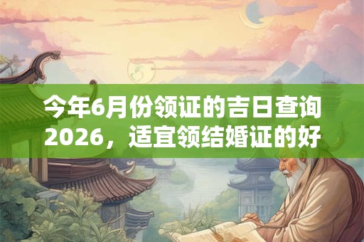 今年6月份领证的吉日查询2026,适宜领结婚证的好日子! 今年6月份领证的吉日查询2026,适宜领结婚证的好日子!