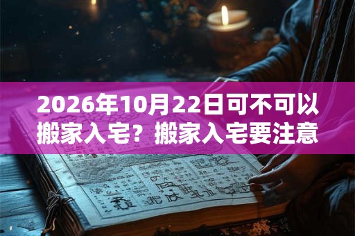 2026年10月22日可不可以搬家入宅？搬家入宅要注意什么？