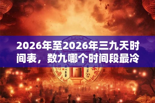 2026年至2026年三九天时间表，数九哪个时间段最冷？