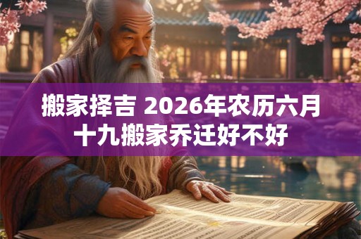 搬家择吉 2026年农历六月十九搬家乔迁好不好