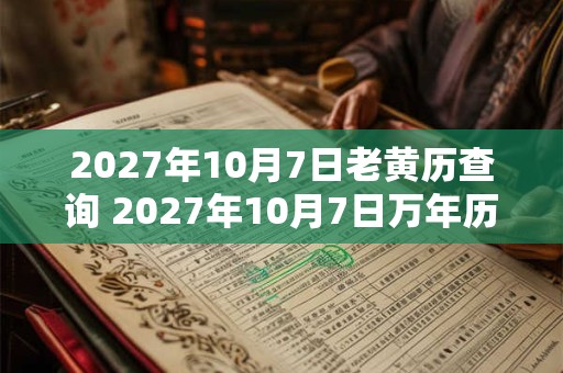 2027年10月7日老黄历查询 2027年10月7日万年历黄道吉日