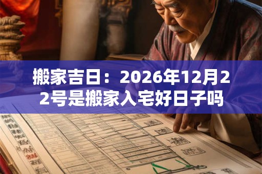 搬家吉日：2026年12月22号是搬家入宅好日子吗