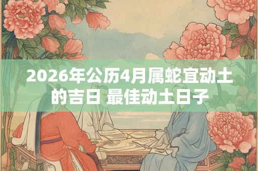 2026年公历4月属蛇宜动土的吉日 最佳动土日子 2026年公历4月属蛇宜动土的吉日 最佳动土日子