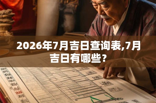 2026年7月吉日查询表,7月吉日有哪些？