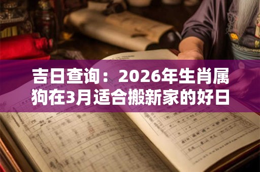 吉日查询：2026年生肖属狗在3月适合搬新家的好日子