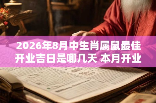 2026年8月中生肖属鼠最佳开业吉日是哪几天 本月开业良机