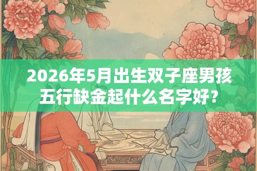 2026年5月出生双子座男孩五行缺金起什么名字好？