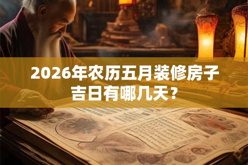 2026年农历五月装修房子吉日有哪几天? 2026年农历五月装修房子吉日有哪几天?