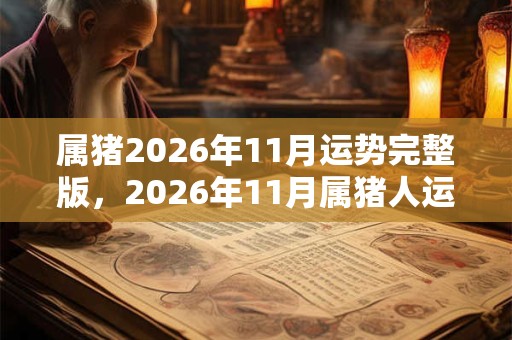 属猪2026年11月运势完整版，2026年11月属猪人运势运程详解