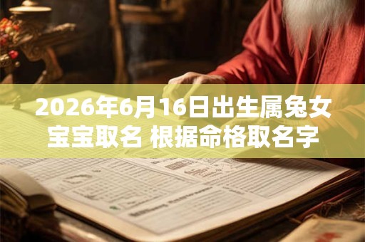 2026年6月16日出生属兔女宝宝取名 根据命格取名字