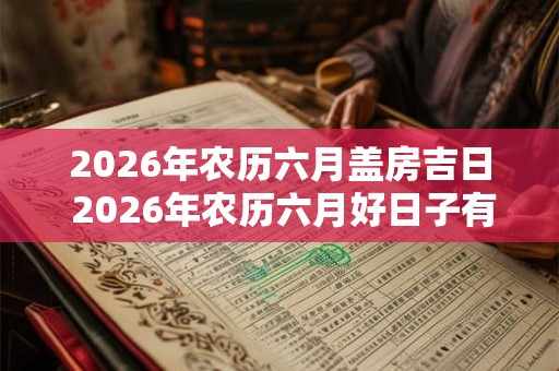 2026年农历六月盖房吉日 2026年农历六月好日子有哪些