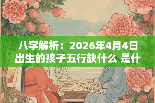 八字解析：2026年4月4日出生的孩子五行缺什么 是什么命