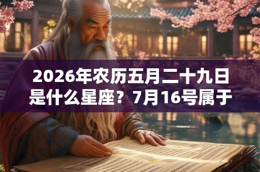 2026年农历五月二十九日是什么星座？7月16号属于哪个星座