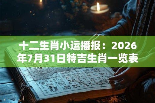 十二生肖小运播报：2026年7月31日特吉生肖一览表