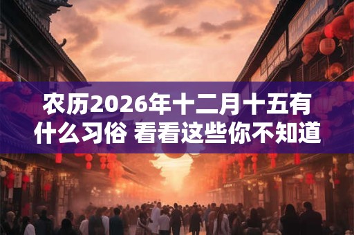 农历2026年十二月十五有什么习俗 看看这些你不知道的习俗