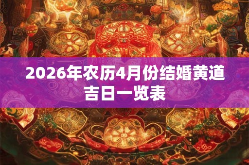 2026年农历4月份结婚黄道吉日一览表