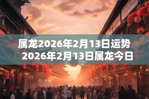 属龙2026年2月13日运势 2026年2月13日属龙今日运势 属龙2026年2月13日运势 2026年2月13日属龙今日运势