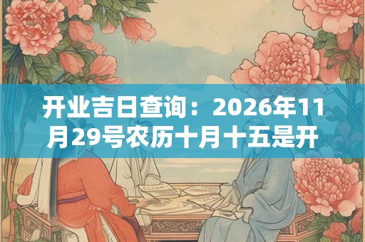 开业吉日查询：2026年11月29号农历十月十五是开业好日子吗