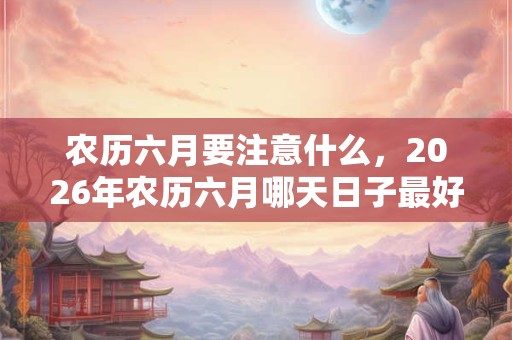 农历六月要注意什么，2026年农历六月哪天日子最好？