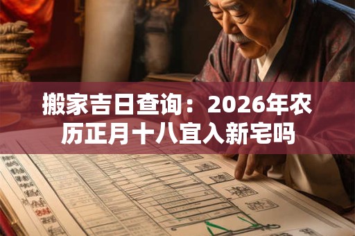 搬家吉日查询：2026年农历正月十八宜入新宅吗