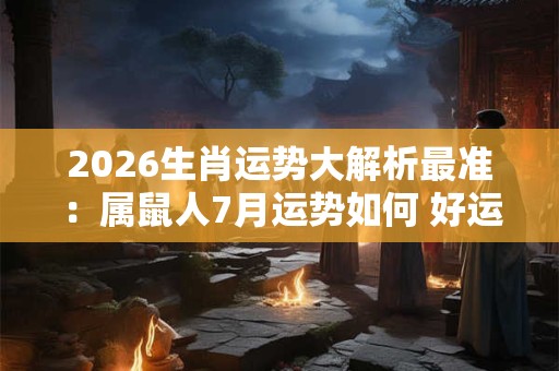 2026生肖运势大解析最准：属鼠人7月运势如何 好运加持财运提升