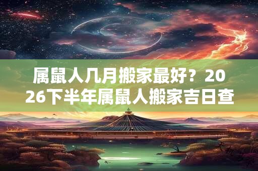 属鼠人几月搬家最好？2026下半年属鼠人搬家吉日查询
