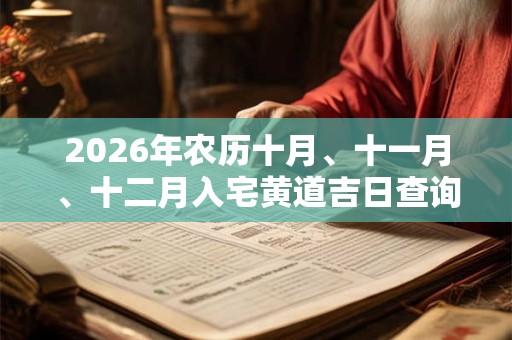 2026年农历十月、十一月、十二月入宅黄道吉日查询