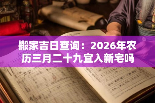 搬家吉日查询:2026年农历三月二十九宜入新宅吗 搬家吉日查询:2026年农历三月二十九宜入新宅吗