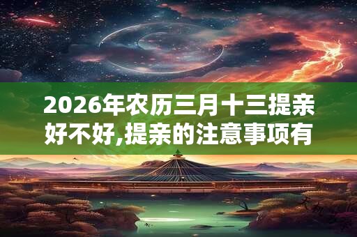 2026年农历三月十三提亲好不好,提亲的注意事项有哪些? 2026年农历三月十三提亲好不好,提亲的注意事项有哪些?