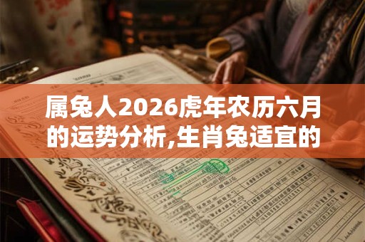 属兔人2026虎年农历六月的运势分析,生肖兔适宜的行业