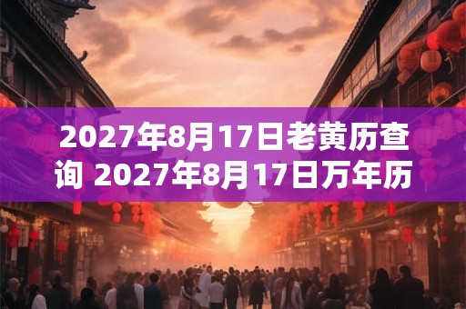 2027年8月17日老黄历查询 2027年8月17日万年历黄道吉日