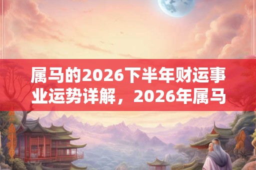 属马的2026下半年财运事业运势详解,2026年属马人财运怎么样 属马的2026下半年财运事业运势详解,2026年属马人财运怎么样