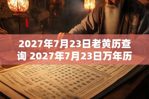 2027年7月23日老黄历查询 2027年7月23日万年历黄道吉日