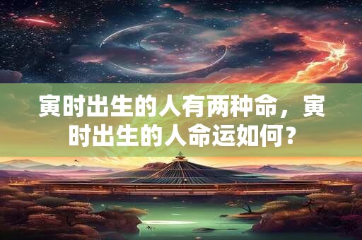 寅时出生的人有两种命，寅时出生的人命运如何？