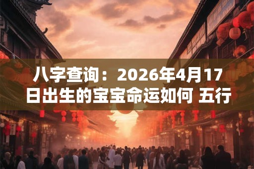八字查询：2026年4月17日出生的宝宝命运如何 五行缺什么
