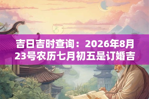吉日吉时查询:2026年8月23号农历七月初五是订婚吉日吗 吉日吉时查询:2026年8月23号农历七月初五是订婚吉日吗