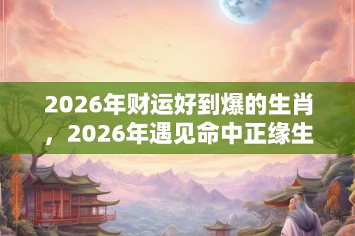 2026年财运好到爆的生肖，2026年遇见命中正缘生肖