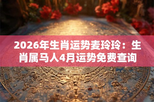 2026年生肖运势麦玲玲：生肖属马人4月运势免费查询 财星眷顾偏财旺