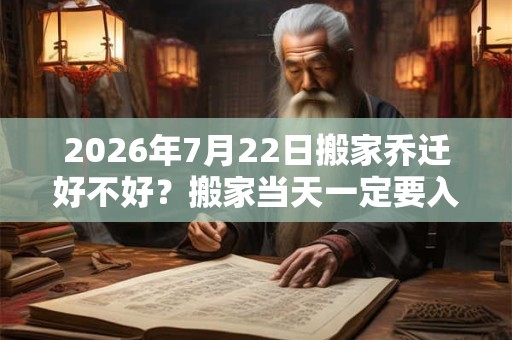2026年7月22日搬家乔迁好不好？搬家当天一定要入住吗？