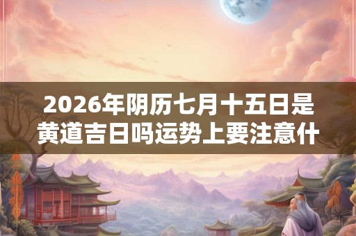 2026年阴历七月十五日是黄道吉日吗运势上要注意什么？