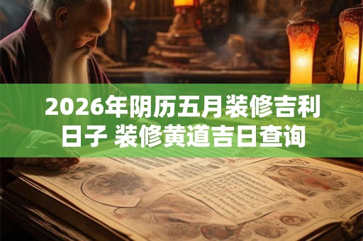 2026年阴历五月装修吉利日子 装修黄道吉日查询 2026年阴历五月装修吉利日子 装修黄道吉日查询